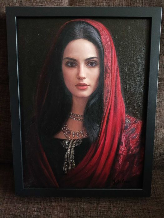 Obraz olejny na płótnie Mario Silano (1973) "Donna in rosso"