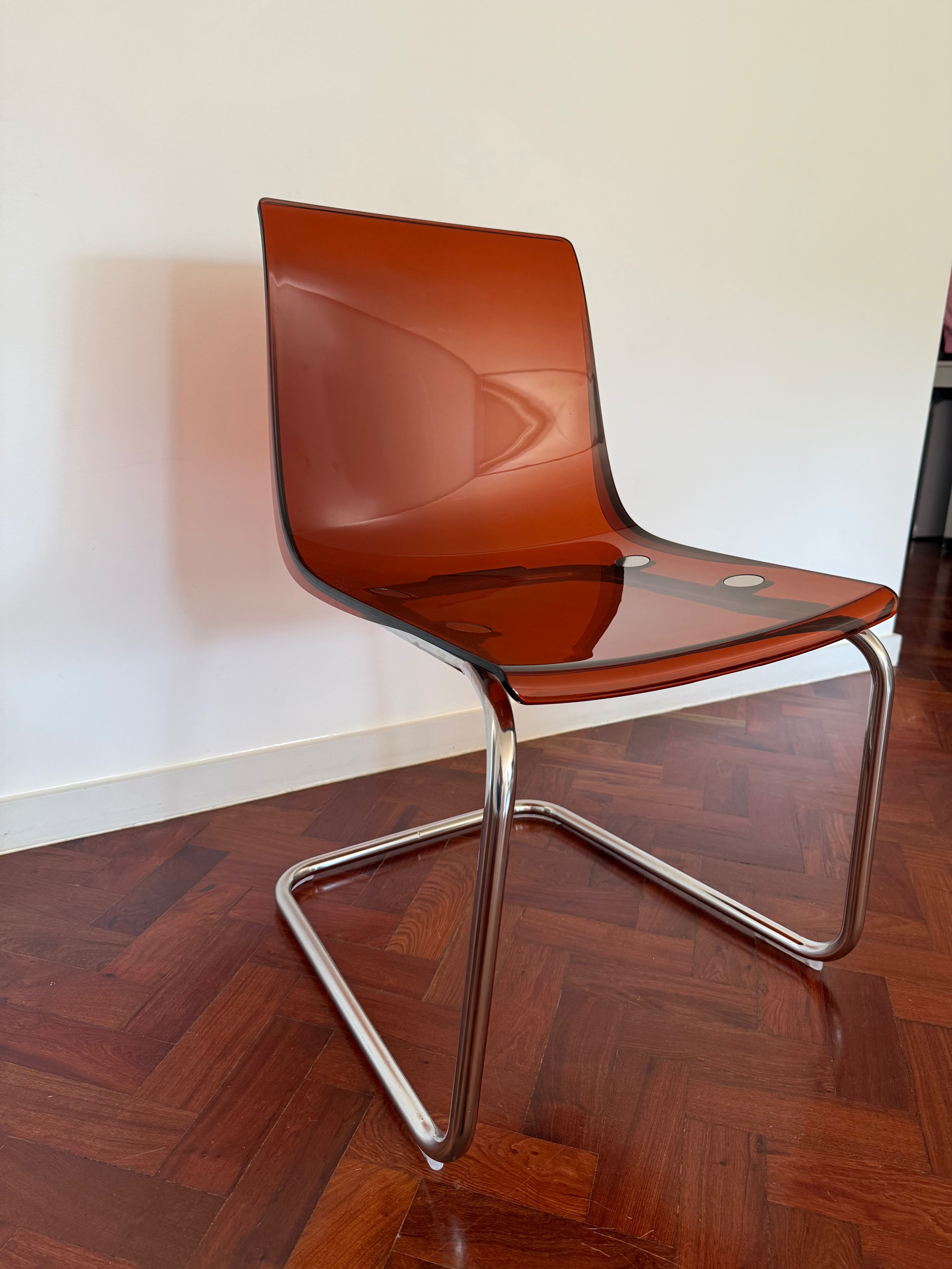 2 cadeiras TOBIAS IKEA, transparente castanho-avermelhado/cromado