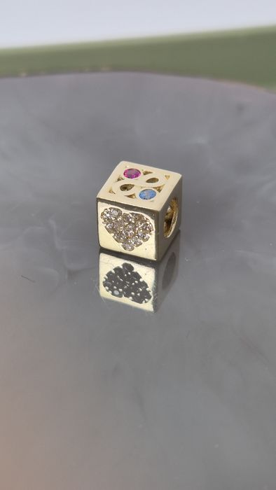 Nowy złoty charms do bransoletki typu Pandora kostka znak nieskończono