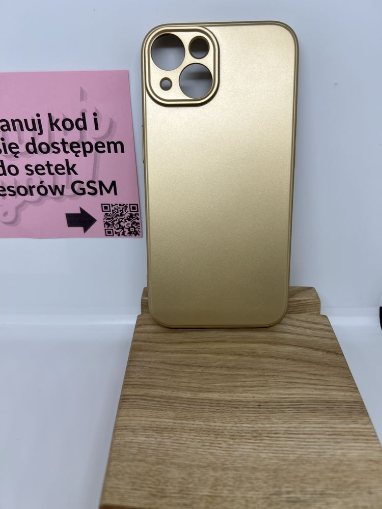 Etui Metallic do iPhone 14 | mikrofibra | złoty