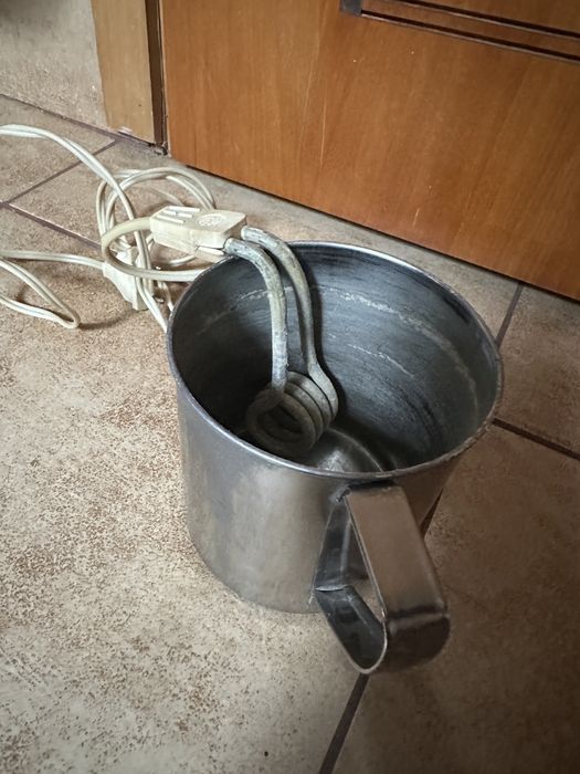 Grzałka i kubeczek metal vintage prl