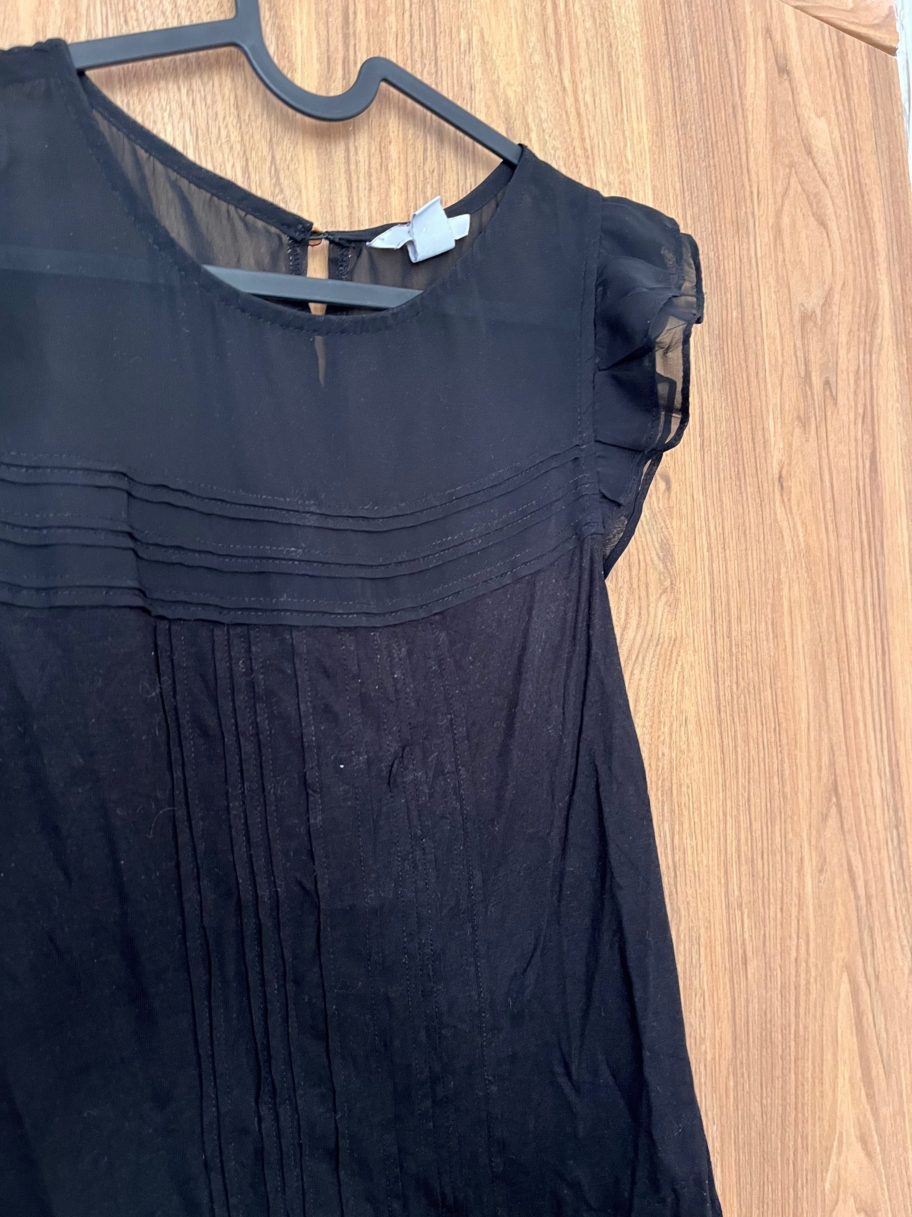 Elegancka czarna bluzka z krótkim rękawem H&M rozmiar S