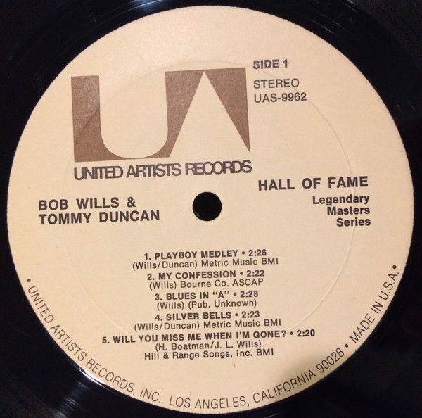 Bob Wills & Tommy Duncan ‎– Hall Of Fame -1972 - 2xLP