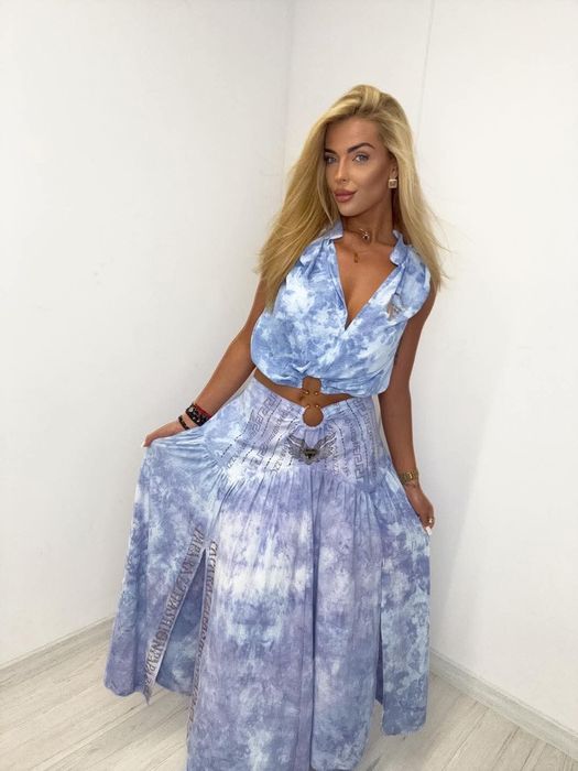 Elegancki komplet spódnica marmurek dwa kolory paparazzi