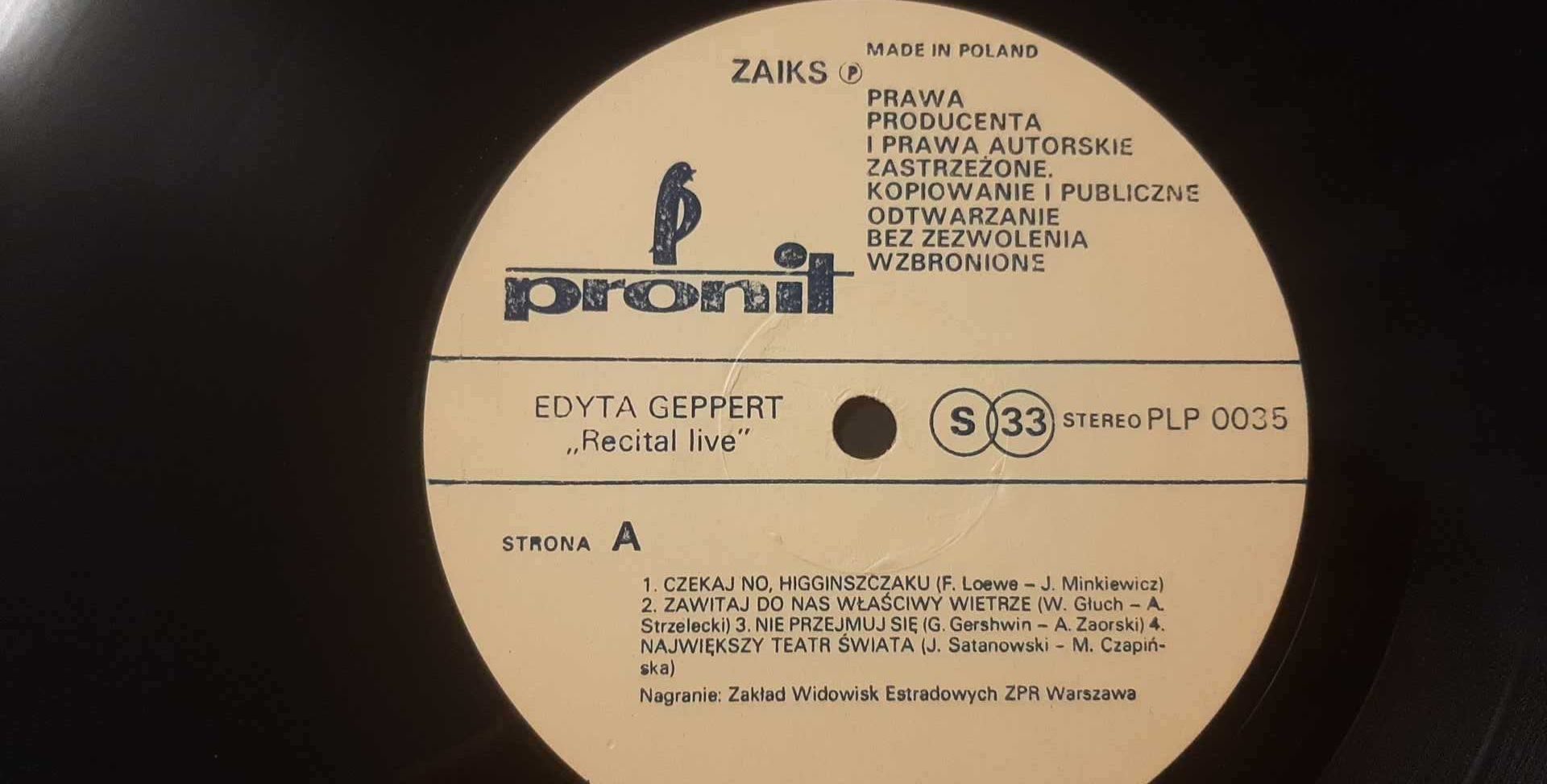 Edyta Geppert "Recital Live (1986)" - płyta winylowa