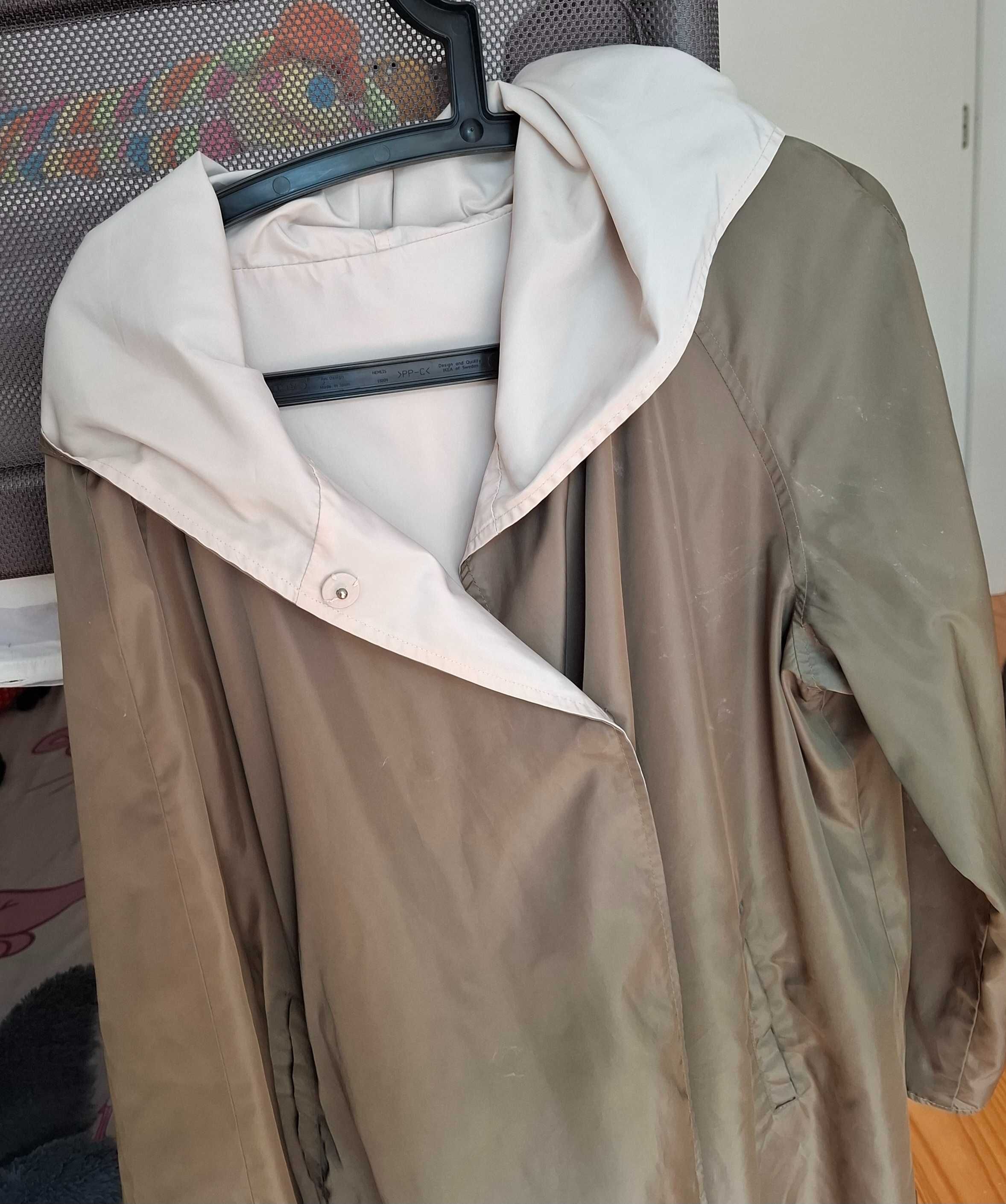 parka de dupla face. Verde e Bege