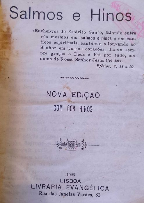 Salmos e Hinos 1926 A.G.R. Botelho