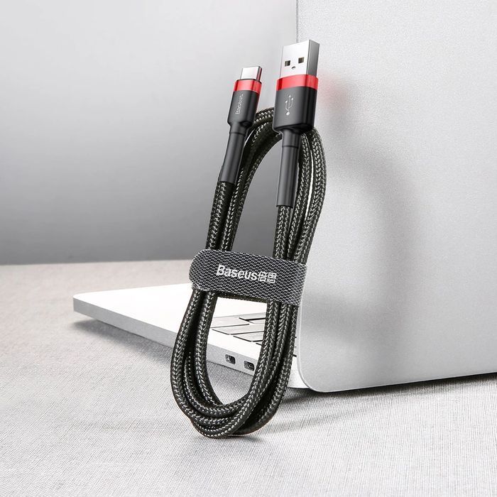 Baseus wytrzymały kabel USB / USB C QC3.0 3A 1m czarno-czerwony