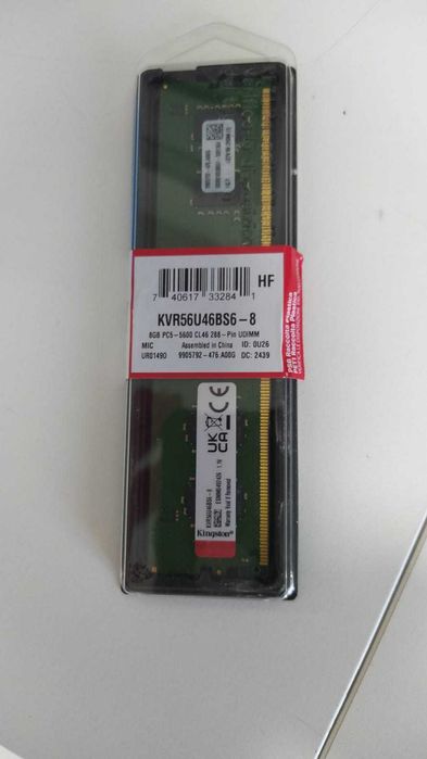 Memória RAM Dimm KINGSTON 8GB DDR5 5600MT/s CL46 1Rx16 Nova