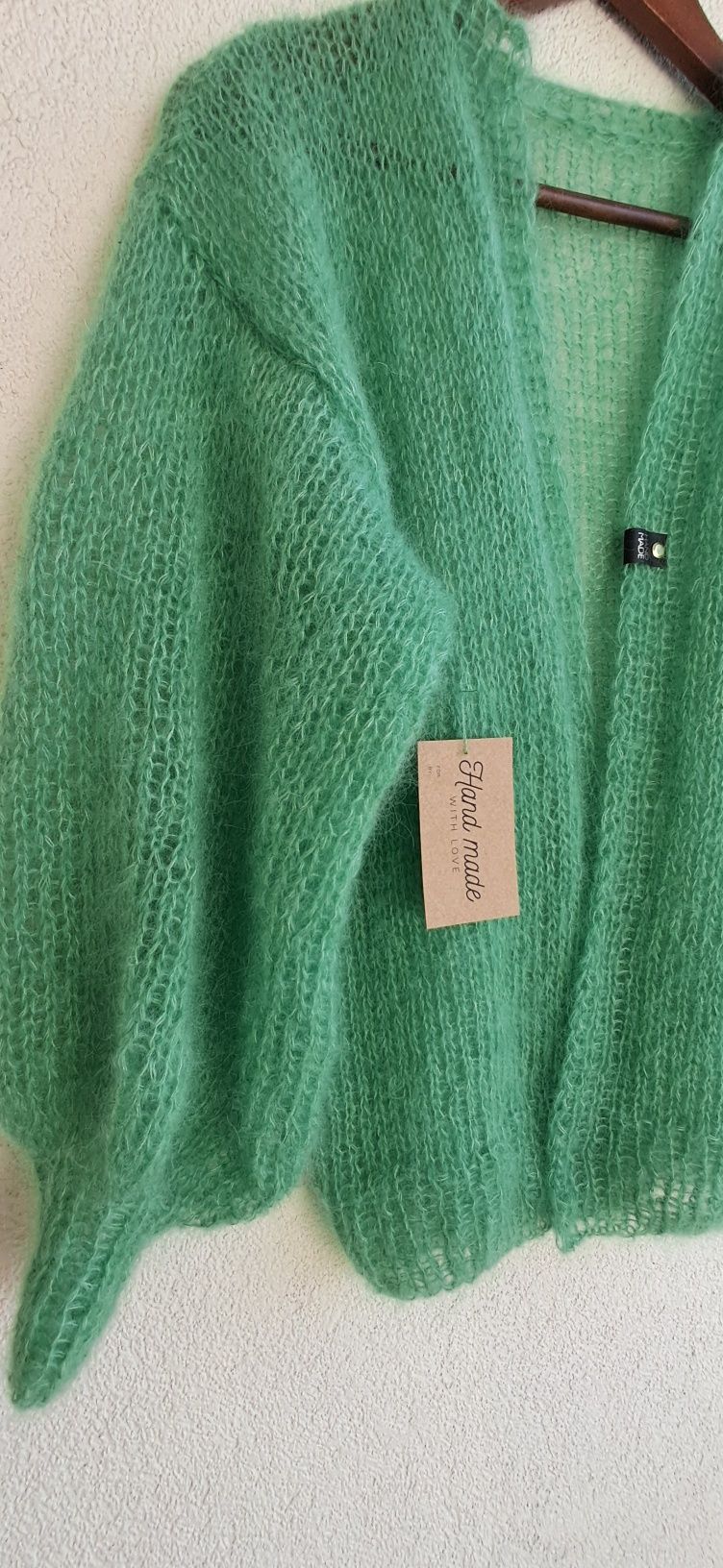 Piękny sweter moher z jedwabiem.Handmade.