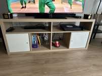 KALLAX Szafka pod TV, imitacja dębu bejcowanego na biało, 147x60 cm
