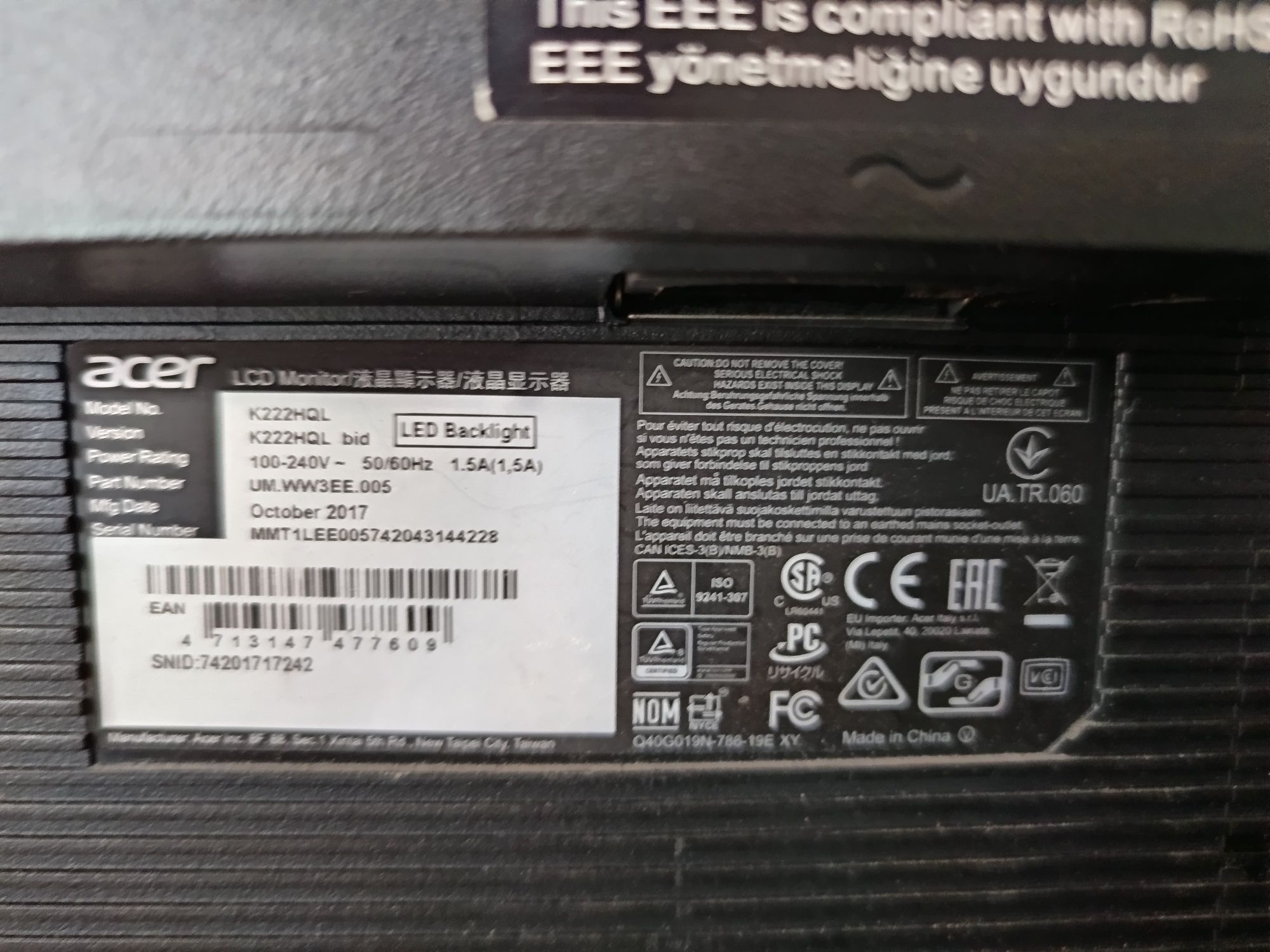 Monitor do komputera Acer 21 cali