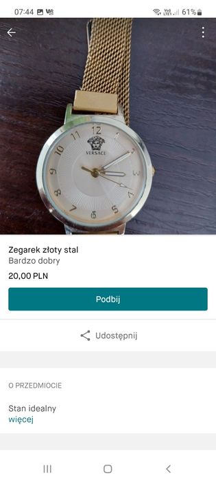 Zegarek złoty za wzór versa