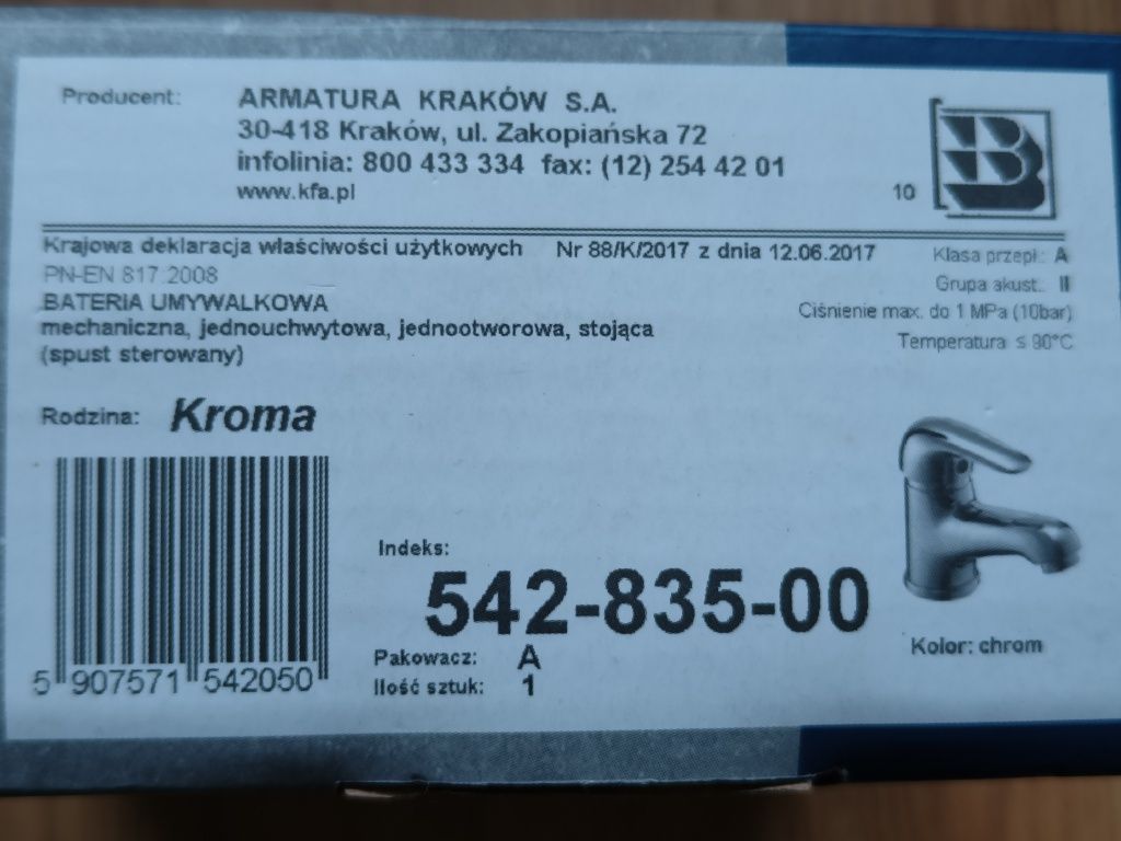 Nowa Bateria Umywalkowa Stojąca KROMA Armatura