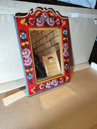 Zestaw ręcznie malowane lustro i półka z szufladką