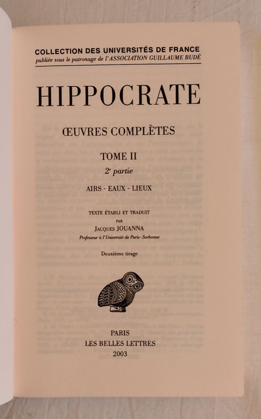 Les Belles Lettres - Hippocrate  - Ouvres complètes