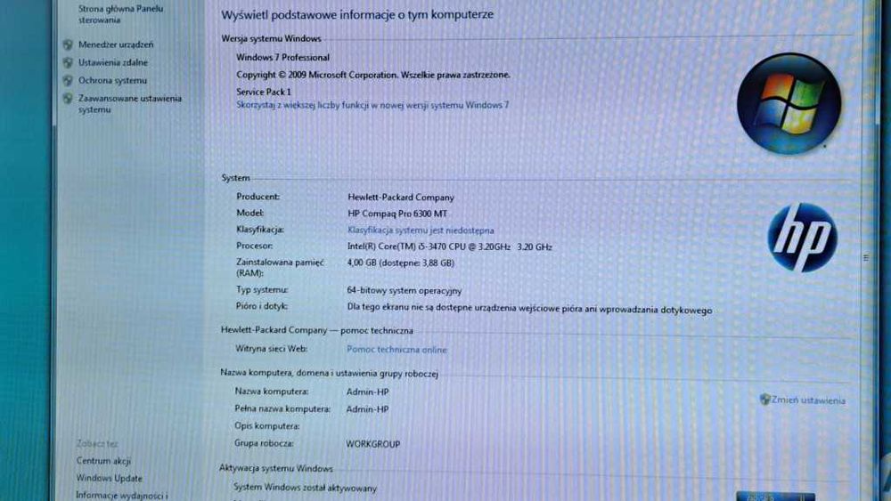 HP Compaq Pro 6300 Microtower, i5 3,2GHz 4GB RAM, HDD 500GB Win 7 Prof