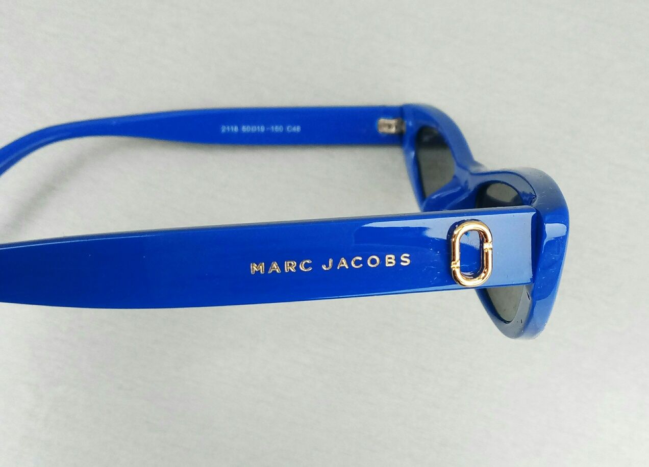 Marc Jacobs стильные узкие женские солнцезащитные очки синие