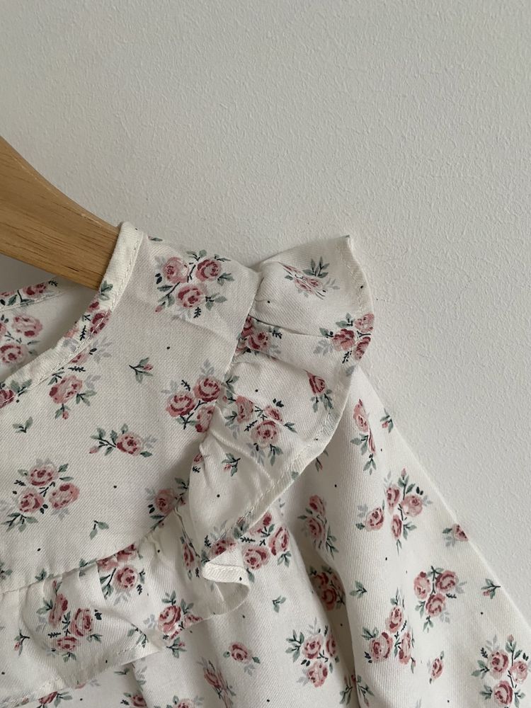 Tunika h&m 68 drobne różyczki falbanki