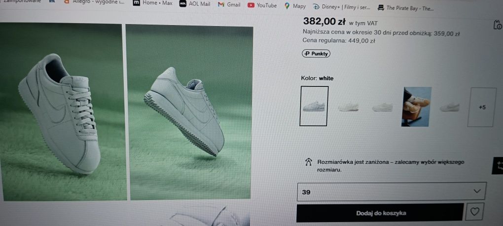 Nike Cortez 35 , białe