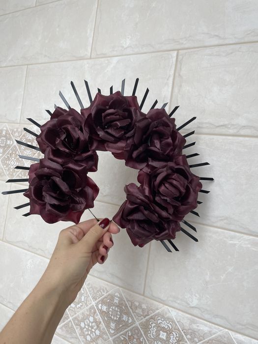 Вінок обруч корона муерте хеловін helloween квітами чорними відьма