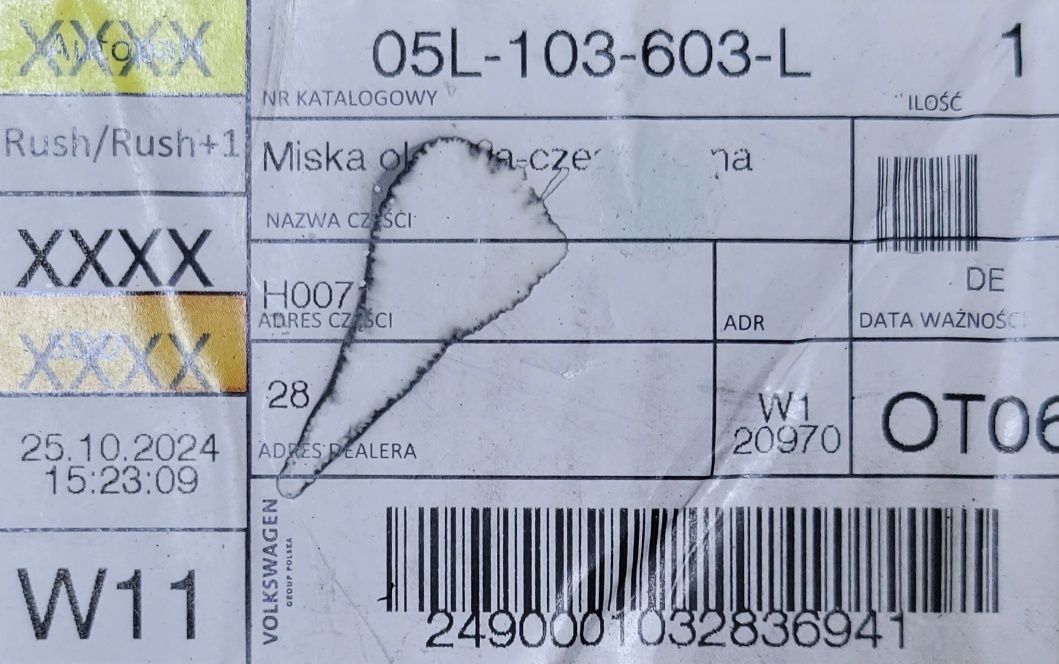 05L 103 603L miska olejowa NOWA ORGINALNA