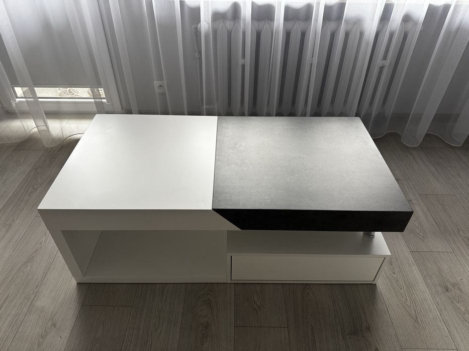 Nowoczesna ława/stolik kawowy - Biały + imitacja betonu