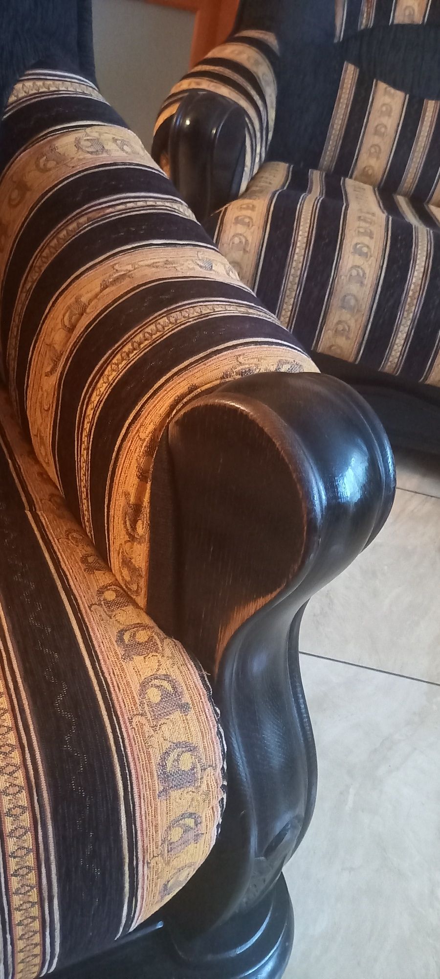 Komplet wypoczynkowy (sofa+2 fotele), drewniany 2+2