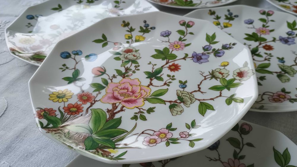 Komplet 7 talerzy deserowych – Kaiser W. Germany, dekoracja „Nanking”