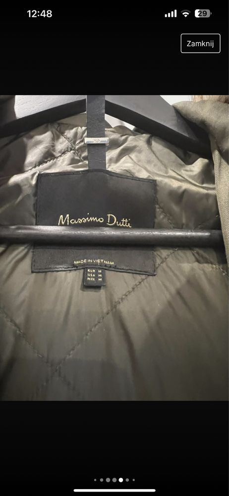 Płaszcz  Massimo Dutti m zielony khaki parka ocieplana kurtka zimowa