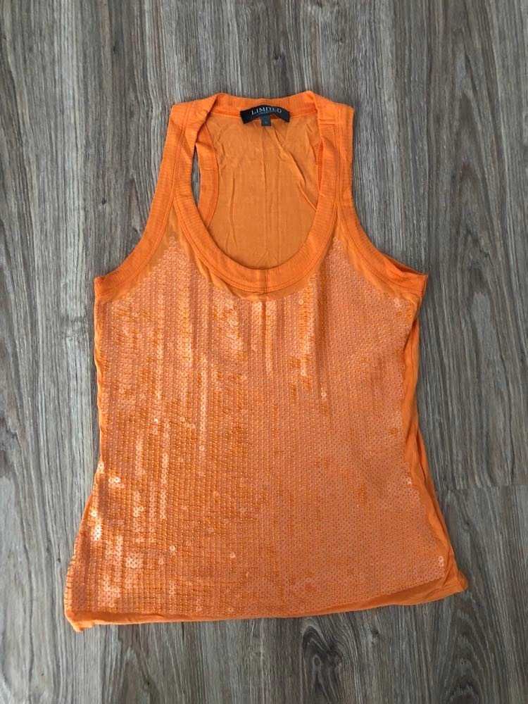 Pomarańczowa bluzka damska w cekiny na ramiączka Limited Collection