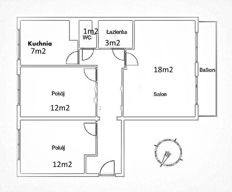 mieszkanie 3 pokojowe 62,6 m2  Wrocław Krzyki / Gaj  ul. Orzechowa