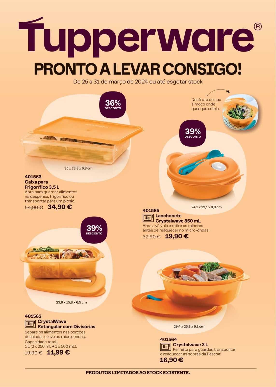 Caixas transporte e congelação Tupperware