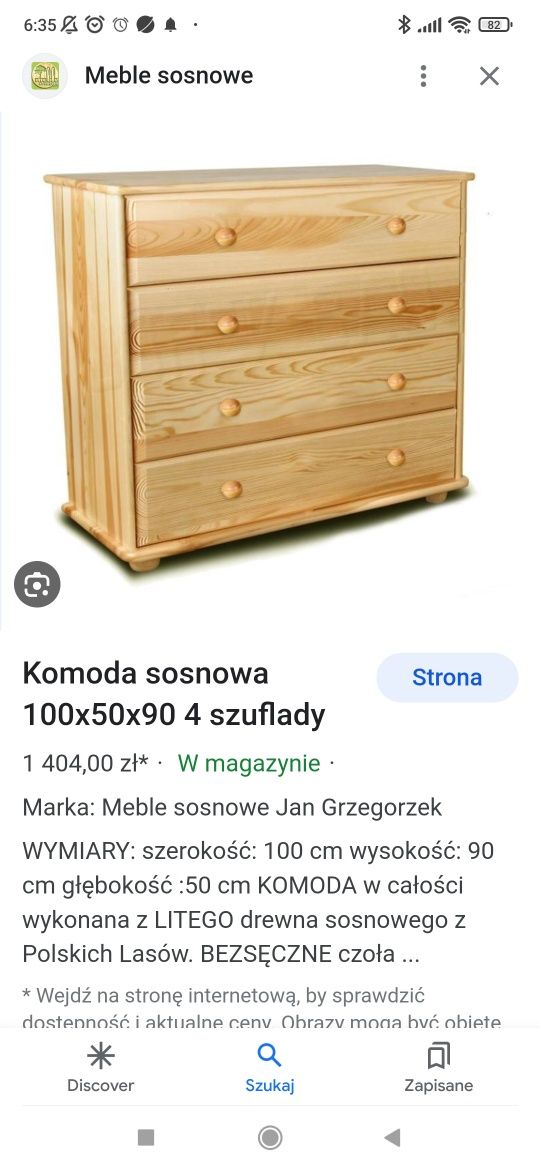 Komoda z drewna sosnowego