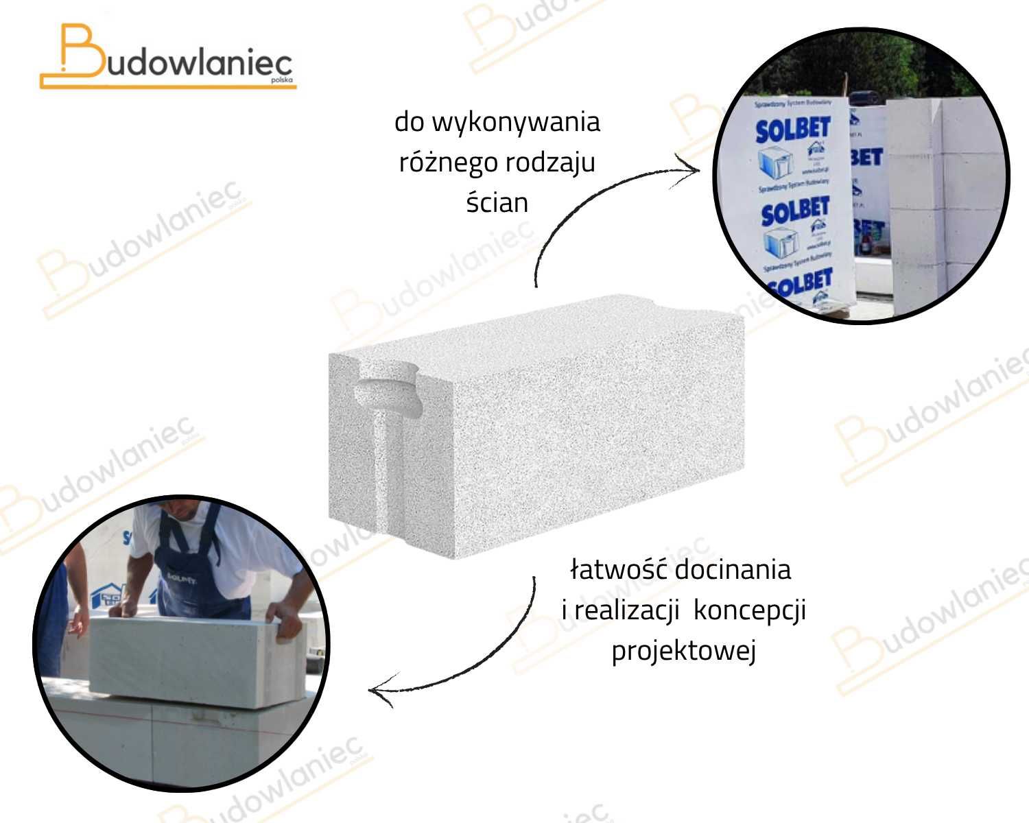 Solbet Pustak bloczek 24x24x59 P+W gazobeton beton komórkowy trans.HDS