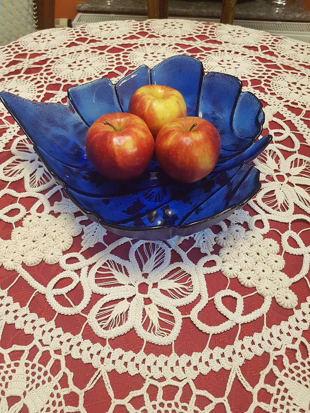 Kobaltowa - patera, żardiniera, półmisek na owoce - w kształcie Liścia