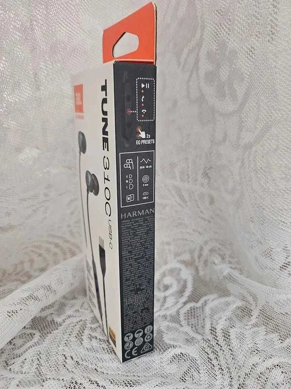 Nowe Słuchawki Przewodowe JBL Tune 310C na USB C – Czarne