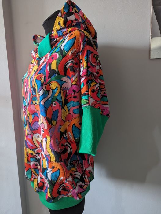 Auri&Lili nowa wiosenna bluza oversize kolorowe flamingi L 40