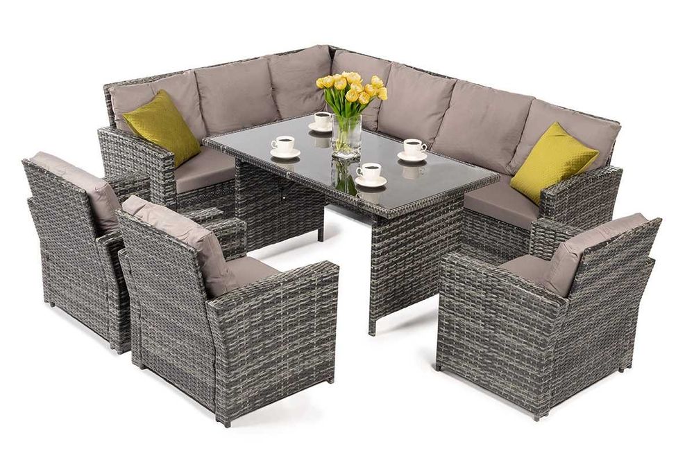 Wypoczynek ogrodowy /Narożnik + fotele / Technorattan/ 9 os / 4 kolory