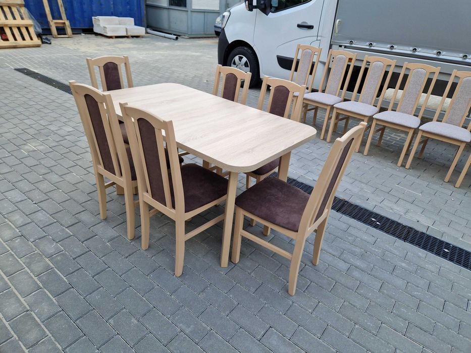 Nowe: Stół rozkładany + 6 krzeseł, SONOMA + BRĄZ , od ręki , dostawaPL