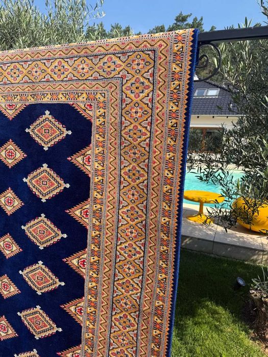 Dwa nowe kaszmirowe + jedwab DYWANY Pakistan Buchara 260x200 i 140x72