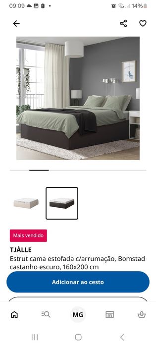 Cama box Ikea castanho-escuro