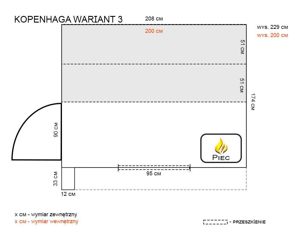 Sauna zewnętrzna fińska model Kopenhaga