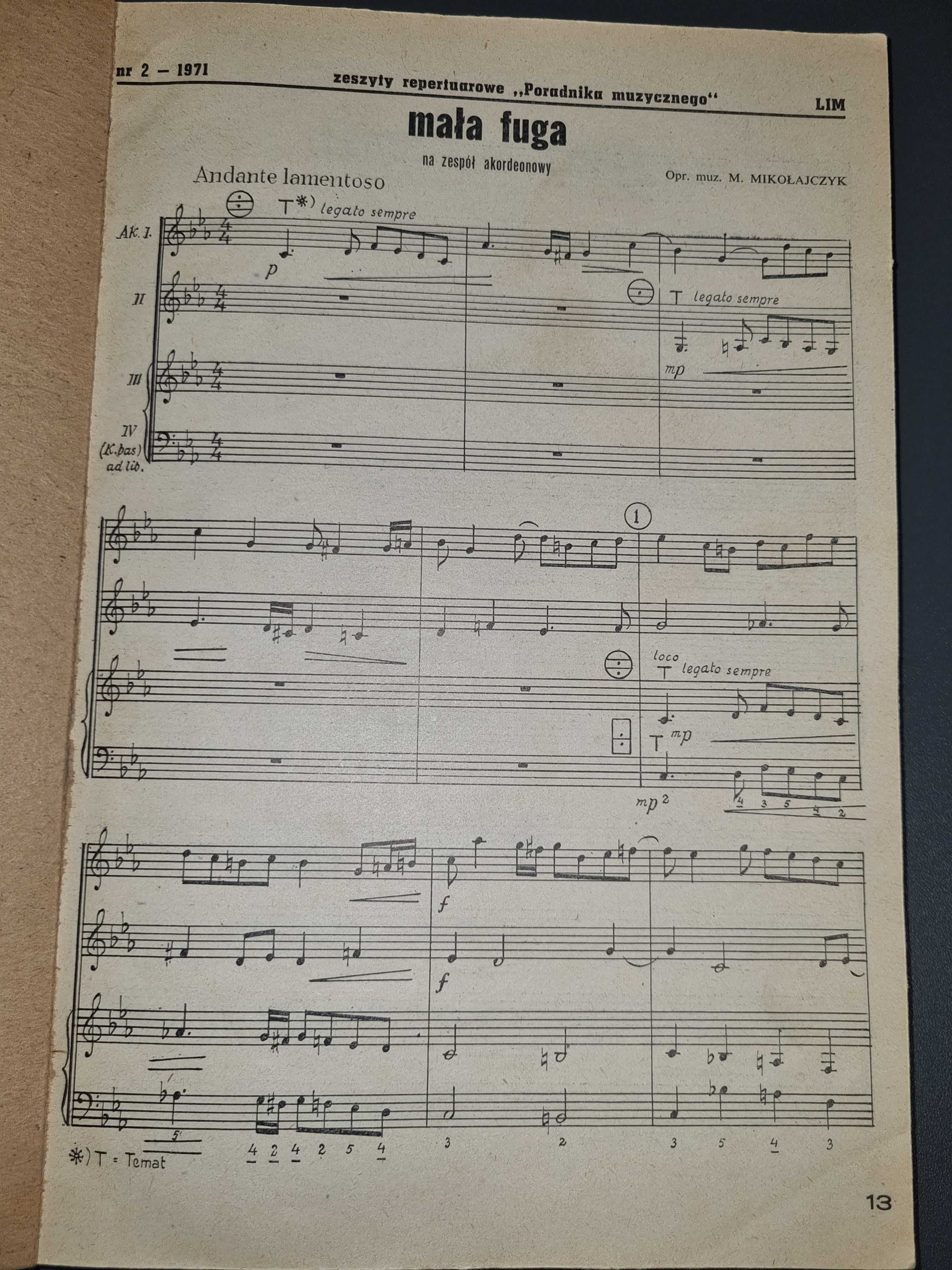 Poradnik Muzyczny 1971 – akordeon, gitara, fuga, galop – LIM, PRL