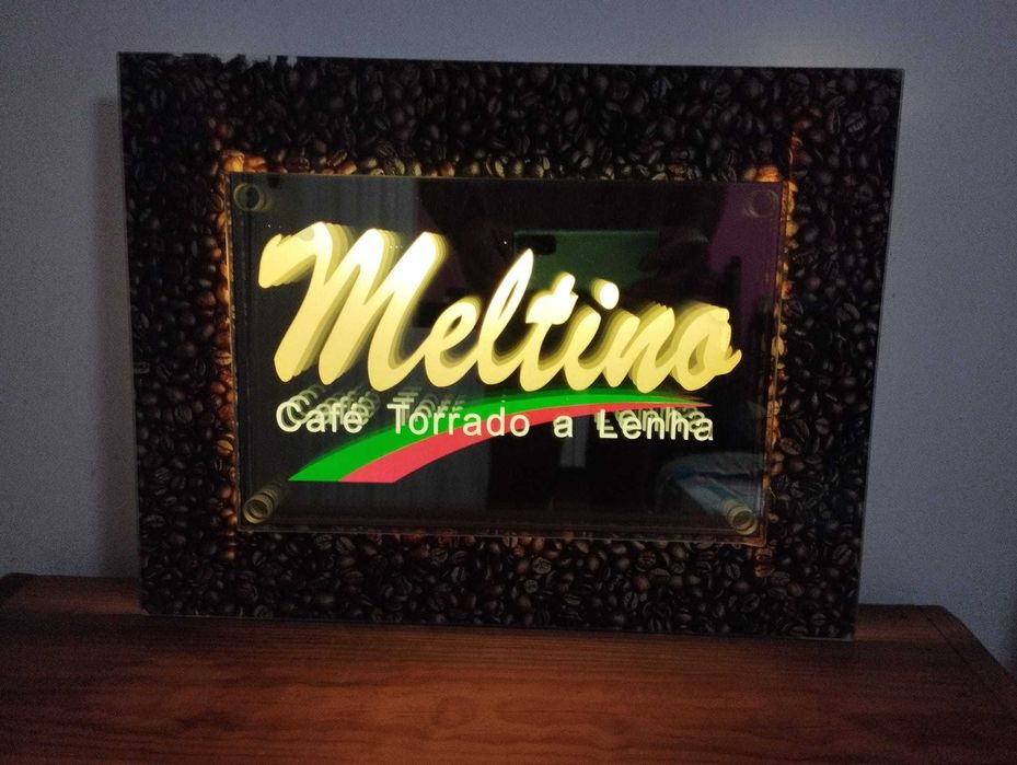 Reclame luminoso publicidade antigo café Meltino