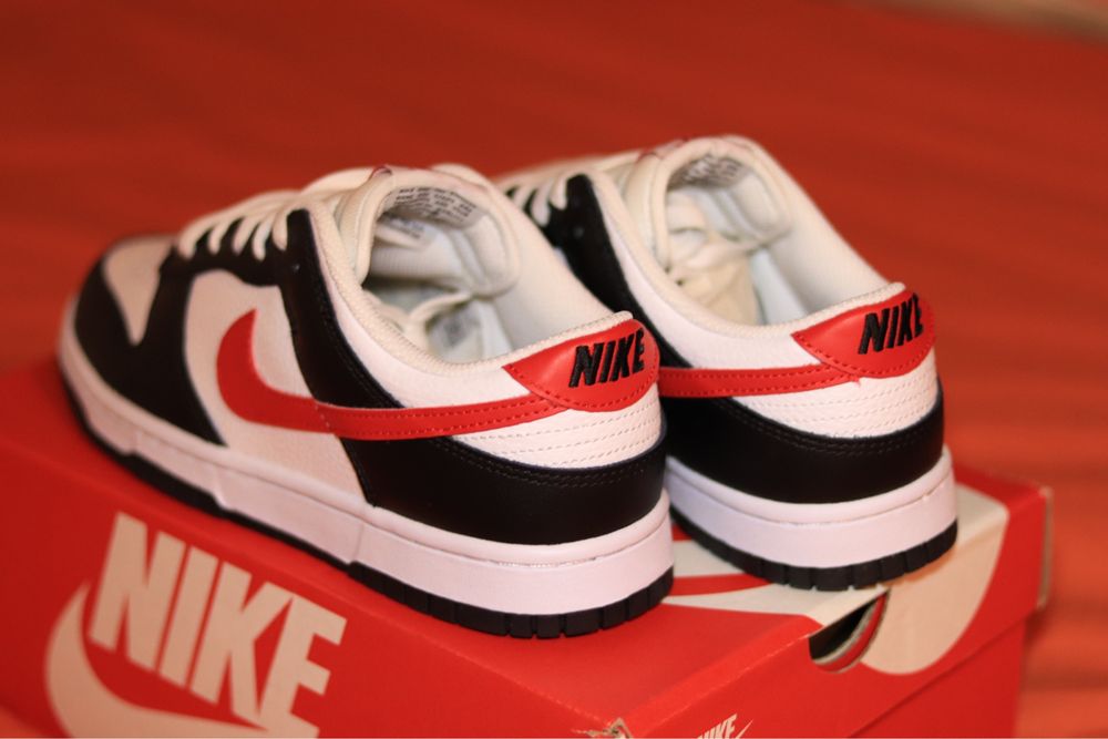 Nike Dunk Low Panda Swoosh Red