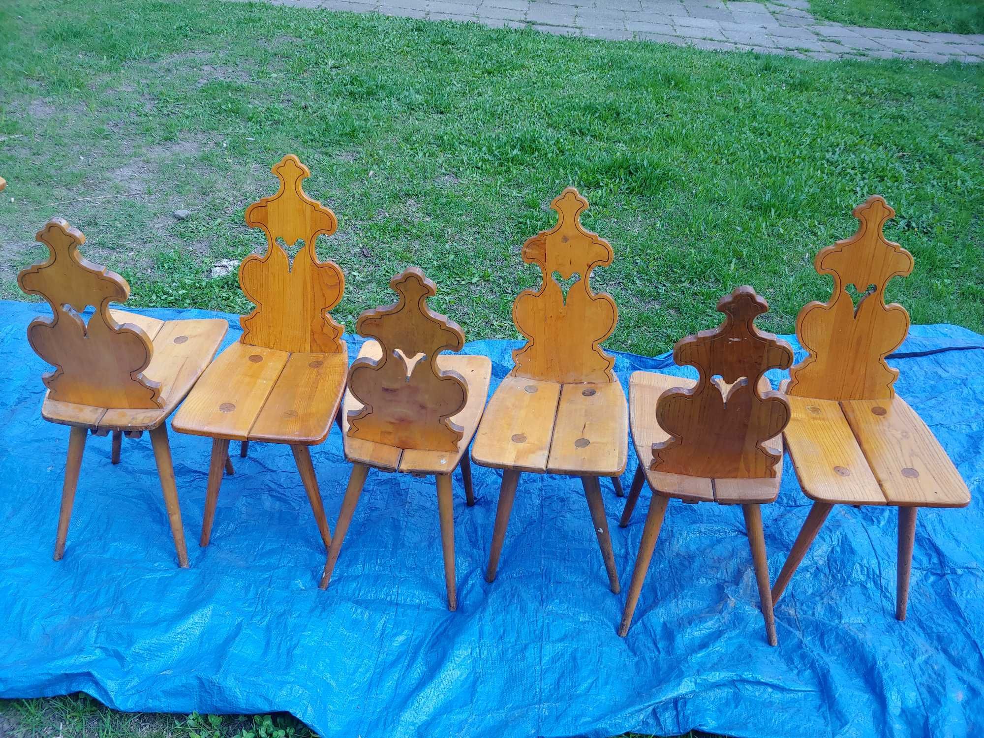 [RETRO]Komplet stół + 6 krzeseł, drewniane