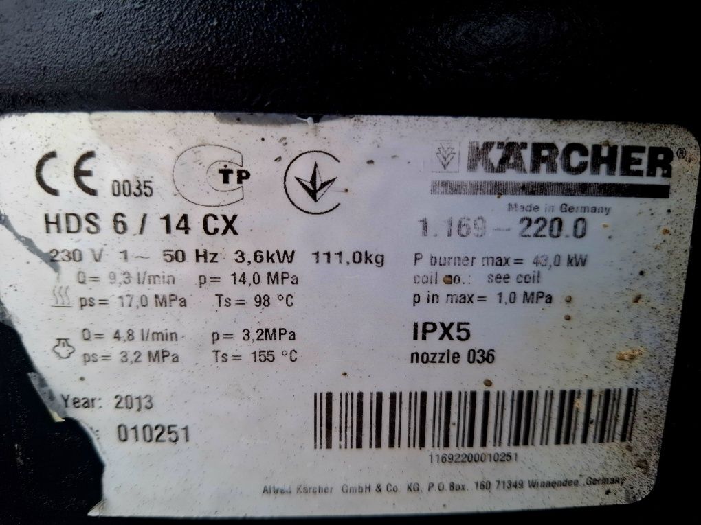 Myjka Karcher Hds 6/14 CX ze zwijaczem mosiężna pompa 230v Radom