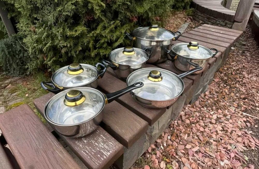 Набор кастрюль / набір каструль з нержавіючої сталі 12 предметов новый