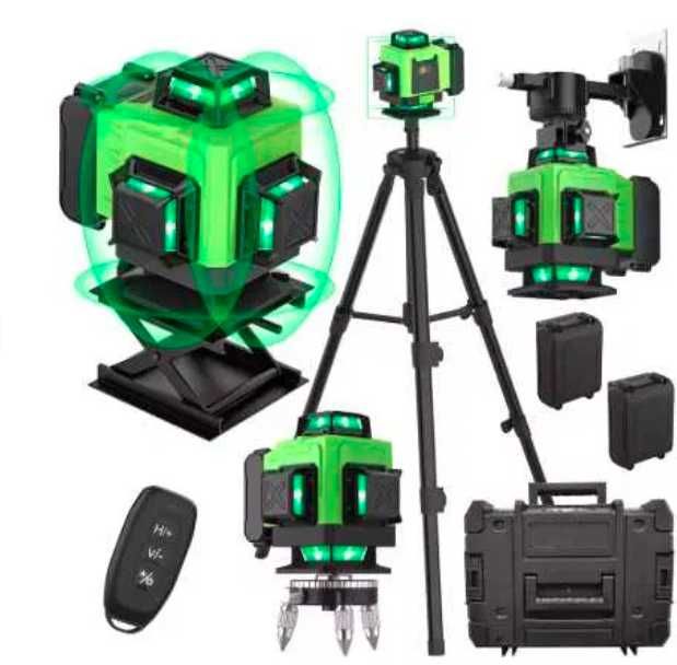Poziomica Laserowa 4D 16 linii Green 360° Samopoziomująca Ze Statywem